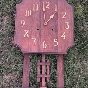Vintage Wooden Wall Clock with Gold Accents